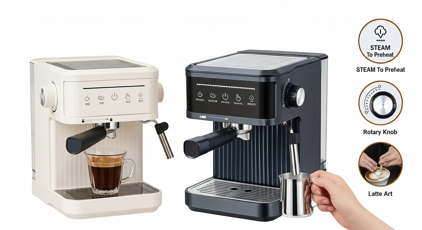 20Bar Espresso Machine, Semi-Automatic Coffee Maker with Milk Frother - Professional Italian